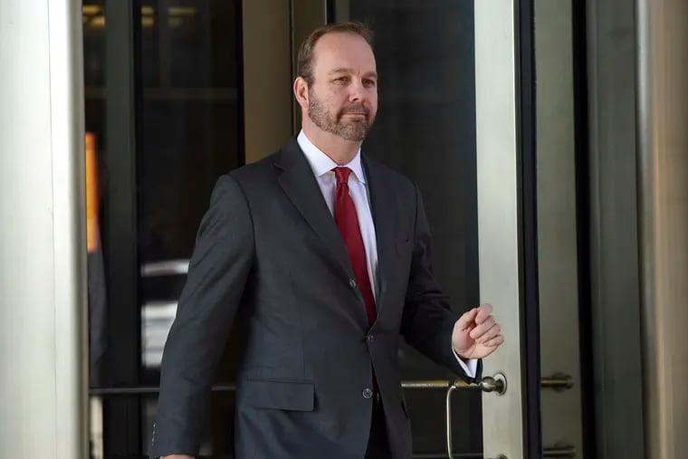 FILE - In this Dec. 11, 2017 file photo, then Deputy Trump campaign aide Rick Gates, departs federal court in Washington. Gates, the former Trump campaign aide and a key cooperator in the special counsel’s Russia probe, is not ready to be sentenced because he continues to help with “several ongoing investigations,” prosecutors said in a court filing Friday.