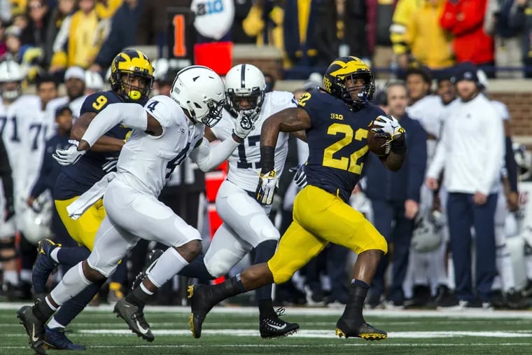 The Penn State defense gave up a long run to Michigan's Karan Higdon during the thrashing at the hands of the Wolverines on Saturday.