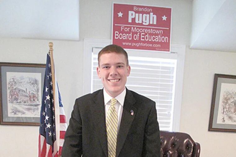Brandon Pugh knocked on 6,000 doors asking for votes, defeated three other candidates. He'll take his seat on the Moorestown Board of Education in January. (David O'Reilly / Staff)