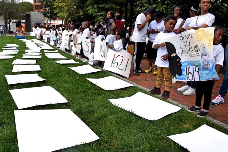 Representing each of the 400 years to the day in 1619 when the first documented enslaved Africans arrived in America, 400 children were the focal point of a commiseration commemoration Sunday on Independence Mall organized by Avenging the Ancestors Coalition.