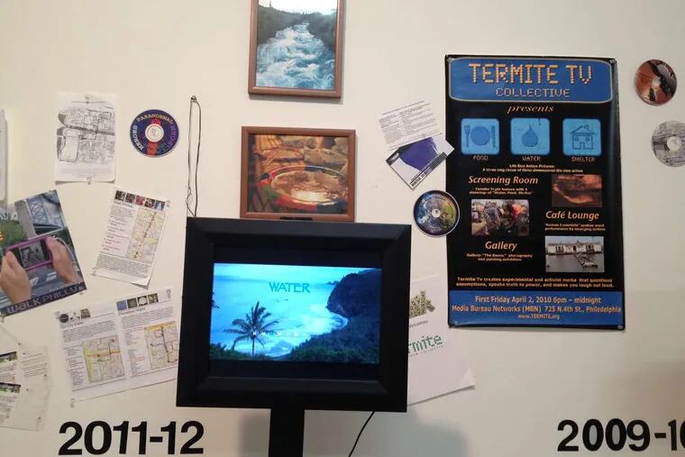 A section of Termite TV's installation at Vox Populi, which is part of the Citywide art exchange event supported by the Knight Foundation and the Samuel S. Fels Fund.