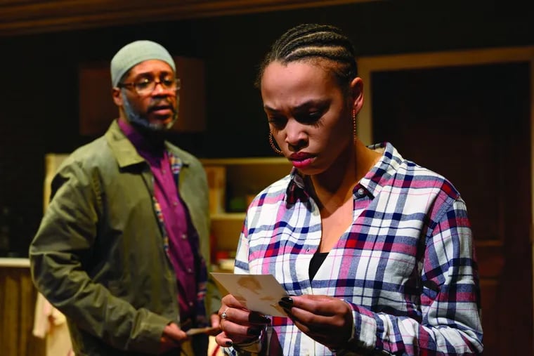 Steven Wright and Victoria Aaliyah Goins in Azuka Theatre's production of "Sunset Baby."