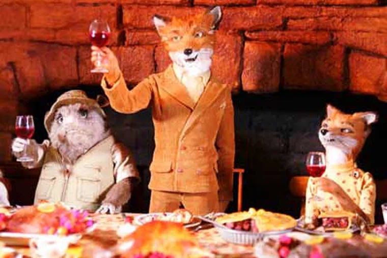 The characters used in the making of the stop motion animation film 'Fantastic Mr. Fox' are seen at the premiere in New York Tuesday, Nov. 10, 2009. (AP Photo/Carlo Allegri)