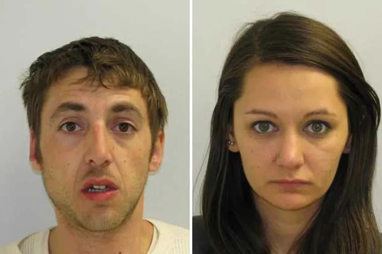 Benjamin Shulman (left) and Dana Ackerman are facing multiple drug charges after police say the smell of marijuana led officers to uncover a makeshift meth lab in their hotel room. (Photos courtesy of Bordentown Township police)