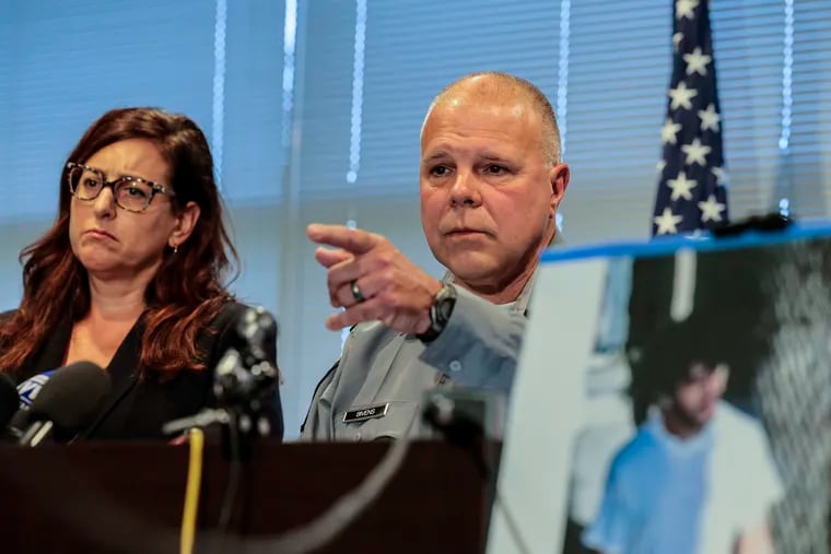 Chester County District Attorney Deb Ryan and Pennsylvania State Police Lt. Col. George Bivens take questions during a press conference in West Chester, Thursday, Sept. 7, 2023.