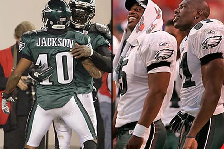Who was the better QB-WR combo: Michael Vick and DeSean Jackson or Donovan McNabb and Terrell Owens? (Staff photographs)