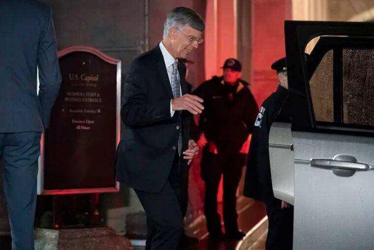 A top U.S. diplomat in Urkraine, Ambassador William Taylor, departs the Capitol after testifying in the Democrats' impeachment investigation of President Donald Trump, in Washington, Tuesday, Oct. 22, 2019.