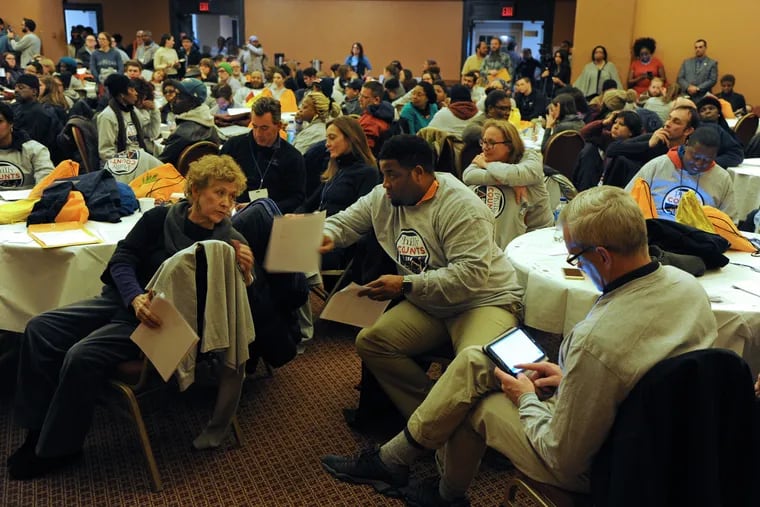 More than 300 volunteers receive instructions at Rodeph Shalom on North Broad Street in 2016 before fanning out to take an annual census of the homeless. The Census Bureau says people who are homeless are one "hard-to-count" population it will focus on during the 2020 Census. TOM GRALISH / Staff Photographer