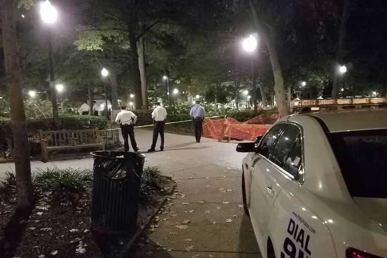 Rittenhouse Square on the evening of the robbery and shooting.
