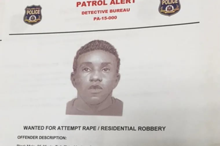 Composite sketch of man who police say sexually assaulted two women in their South Philadelphia home (Courtesy of Philadelphia Police).
