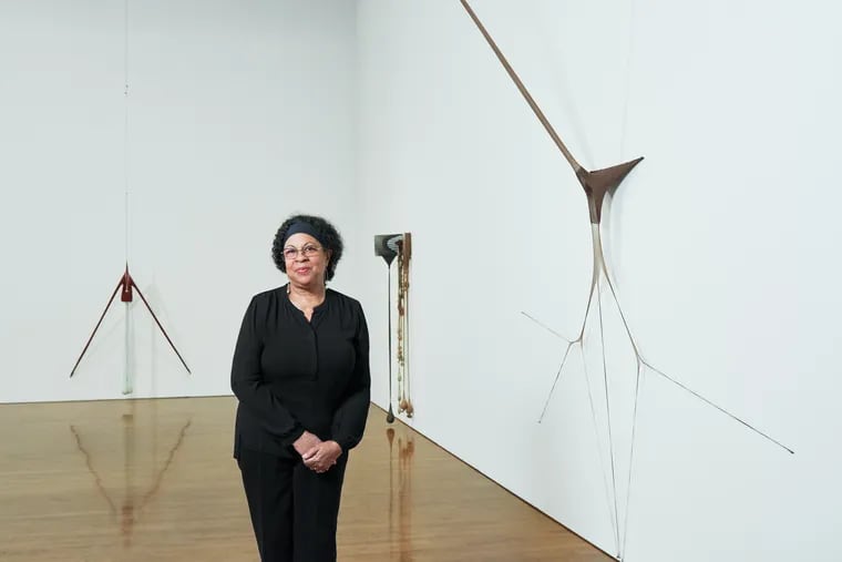 Artist Senga Nengudi at the Philadelphia Museum of Art's career retrospective of her work