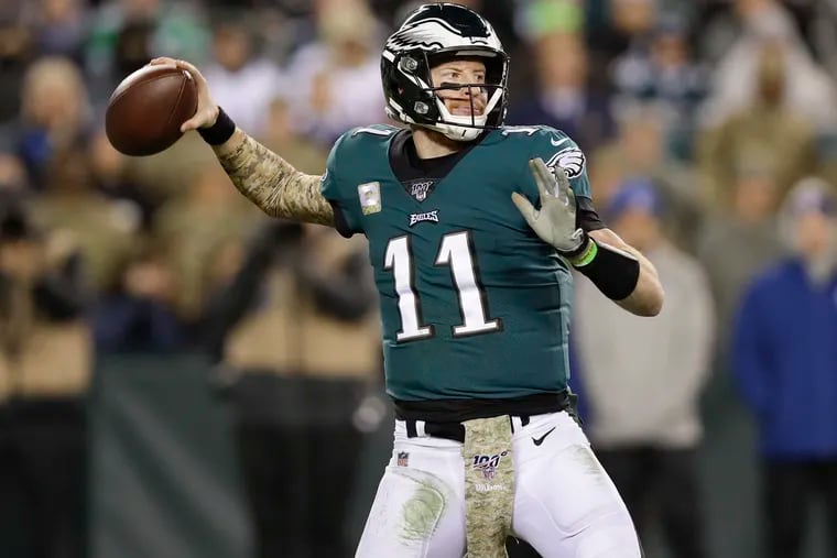 Eagles quarterback Carson Wentz didn't have one of his better games Sunday against the Patriots, completing just 50% of his passes.