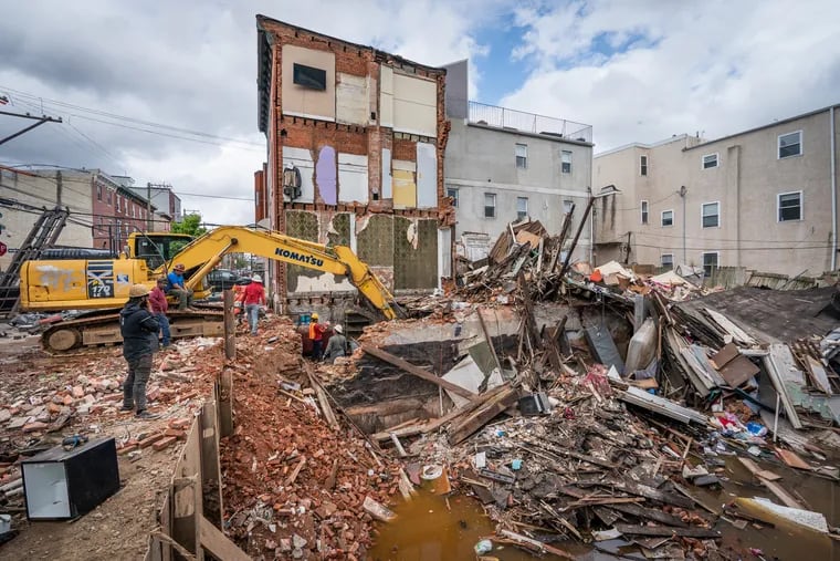 A family's Francisville rowhouse was damaged by adjacent contruction, and rendered so dangerous that the city said it had to be demolished immediately.