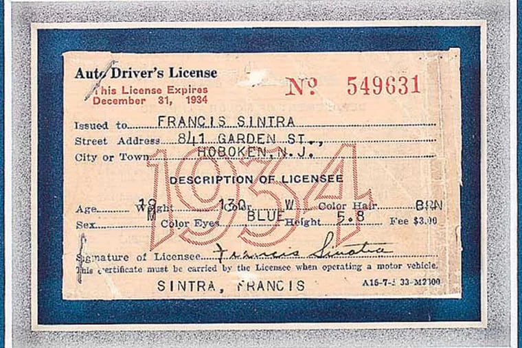 In this undated photo provided by LegendaryAuctions.com, Frank Sinatra’s 1934 New Jersey Driver’s License is photographed. The Star-Ledger of Newark, N.J. reports at that the yellowed, text-only license will be offered at auction on Tuesday, June 24, 2014 by Boston-based RR Auction. (AP Photo/Legendary Auctions.com)