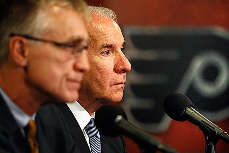 The Flyers' Paul Holmgren and Ed Snider. (David Maialetti/Staff Photographer)