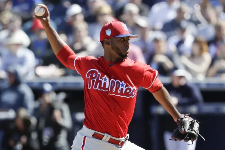 Righthander Seranthony Dominguez was called up by the Phillies Monday.