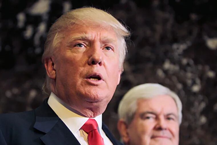 Republican presidential candidate, former House Speaker Newt Gingrich and Donald Trump. (AP Photo)