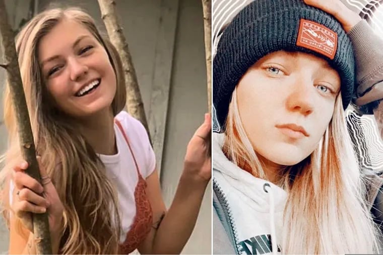 This combo of photos provided by FBI Denver via @FBIDenver shows missing person Gabrielle "Gabby" Petito. Petito, 22, vanished while on a cross-country trip in a converted camper van with her boyfriend. Authorities say a body discovered Sunday, Sept. 19, 2021, in Wyoming, is believed to be Petito. (Courtesy of FBI Denver via AP)