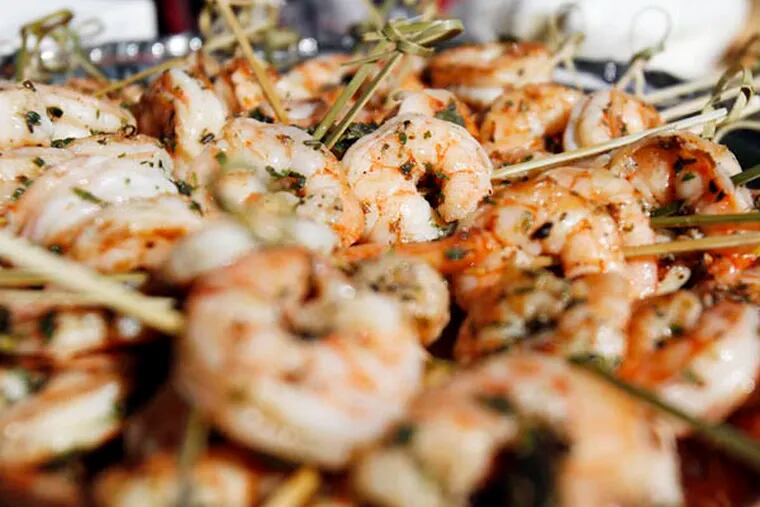 Shrimp at a tailgate party before the Eagles Chargers game in Philadelphia, Pa. on September 15, 2013. ( DAVID MAIALETTI / Staff Photographer )