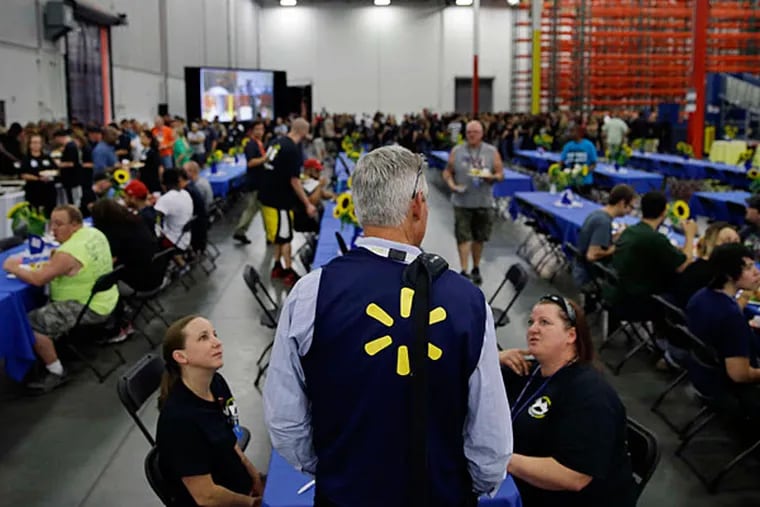 A second Walmart e-commerce fulfillment center opened in Lehigh Valley on Wednesday. Here, Walmart U.S. president and CEO Greg Foran talks with employees during a gathering for a preview at the new Bethlehem facility, which adds nearly 400 new full-time jobs to the town. The 1.2 million-square-foot center features state-of-the-art automation and warehousing systems. Walmart's combined centers are expected to generate nearly 1,000 jobs over the next few years.