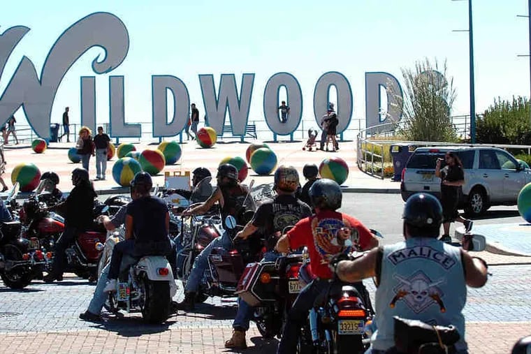 Motorcycles riding into the Wildwoods Convention Center parking lot during September'sRoar to the Shore motorcycle rally in Wildwood.