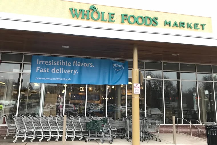 Now owned by online retail behamoth Amazon, this Whole Foods supermarket, in Wynnewood, Pa., has begun delivering to doorsteps through Amazon Prime Now.