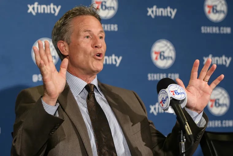 Brett Brown says he looks forward to seeing the Sixers' rebuild through. (Steven M. Falk / Staff Photographer)