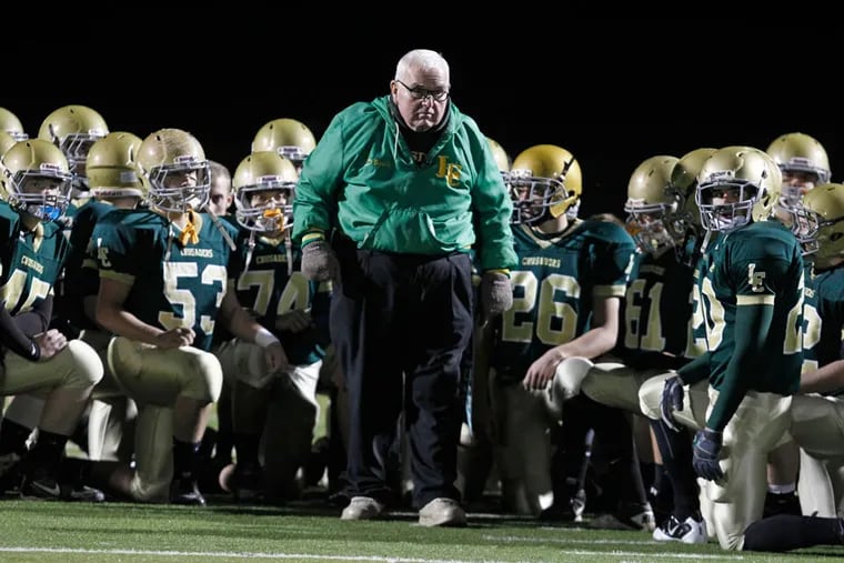 Jim Algeo was the head coach at Lansdale Catholic for 44 seasons. His teams won 294 games. He died on Sunday.