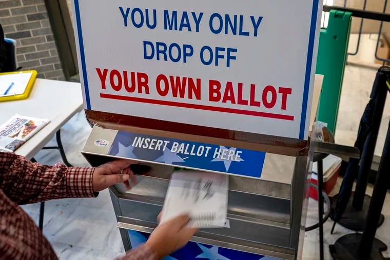 A Bucks County ballot drop-off location at the County Administration Building on East Court Street, in Doylestown. Tuesday