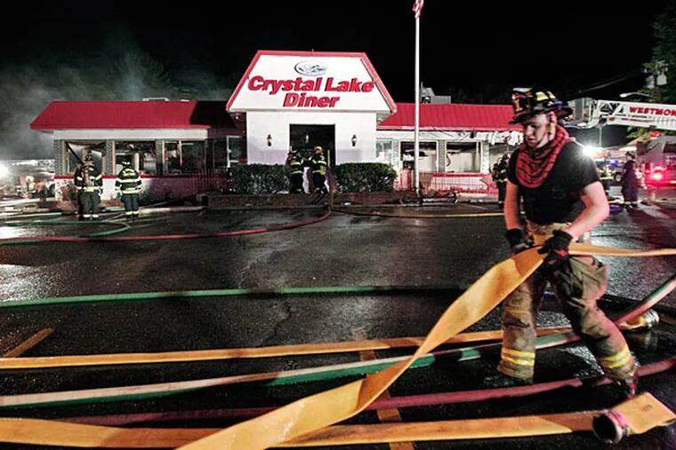 The Crystal Lake Diner in Haddon Township was destroyed by a late-night fire that broke out in the diner's basement. (Elizabeth Robertson/Staff)