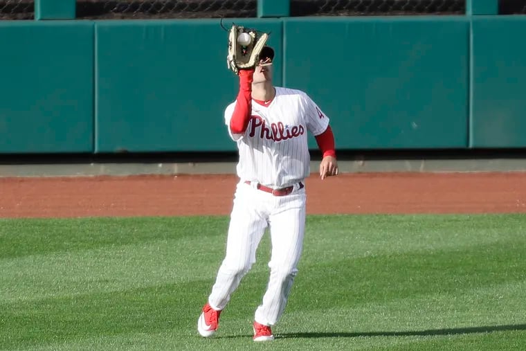 Phillies center fielder Adam Haseley returned to the lineup Sunday after leaving opening day with hamstring tightness.