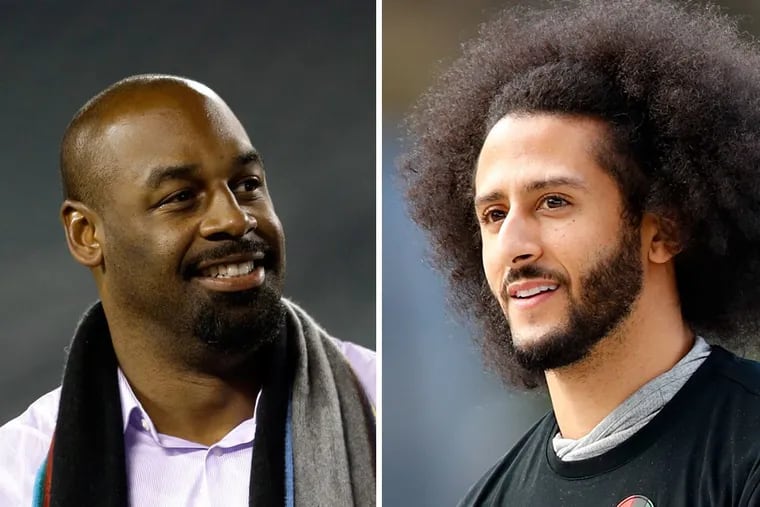 Former Eagles quarterback Donovan McNabb, left, was one of the few NFL pundits to defend Colin Kaepernick's actions involving a workout for teams over the weekend.