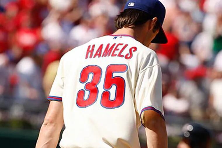 Cole Hamels needed 109 pitches to get through 5 2/3 innings on Monday. (Ron Cortes/Staff Photographer)