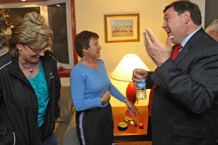 with Pat Betz (left) and Mary Anne Benner in Benner's home in the Northeast. &quot;Dan's problem right now is the lack of campaign money,&quot; political strategist Larry Ceisler said.