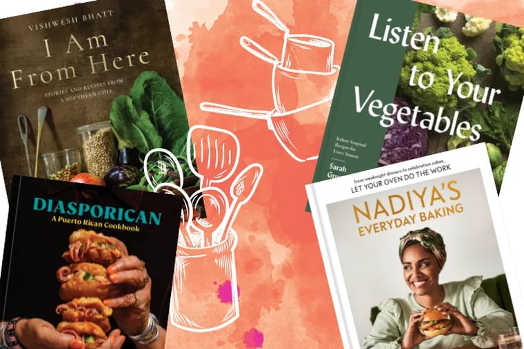 A selection of books to cook from this fall: "I Am From Here", "Listen to Your Vegetables", "Diasporican" and "Nadiya's Everyday Baking"