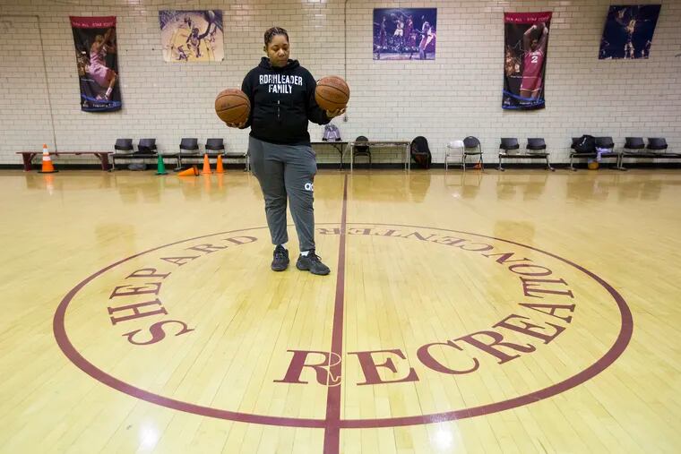 Ton'Yetta Brown, coach of the Play for Keeps basketball team, at the end of the team's final practice at Shepard Recreational Center, which is starting an in-house league.