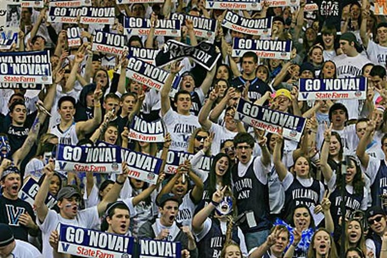 Villanova students cheer during ESPN's College GameDay. (Akira Suwa/Staff Photographer)
