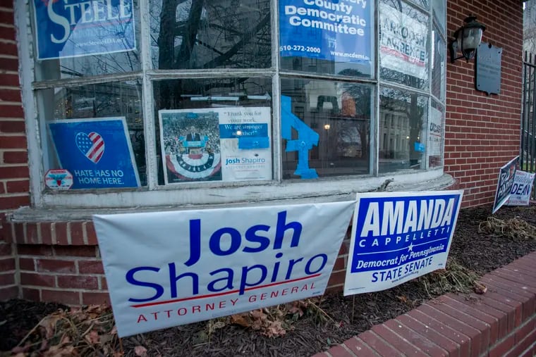 Three shots were fired into the headquarters of the Montgomery County Democratic Committee in Norristown in January.
