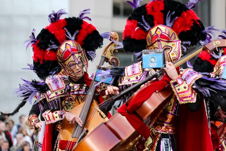 The Durning String Band performs “Greek Balls Of Fire” during the 2023 Mummers Parade in Philadelphia, Pa. on Sunday, January 1, 2023.