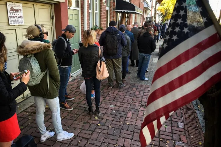 Fishtown residents line up to vote in last year’s general election.