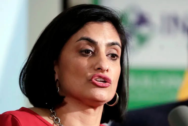 Seema Verma, administrator of the Centers for Medicare and Medicaid Services, speaks during a news conference in Newark, N.J.  Governors of both parties are warning that a little-noticed regulation proposed by the Trump administration could lead to big cuts in Medicaid, restricting their ability to pay for health care for low-income Americans.