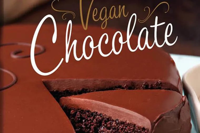 Detail from the cover of Vegan Chocolate: Unapologetically Luscious and Decadent Dairy-Free Desserts by Fran Costigan (Running Press)