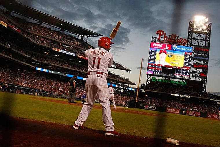 Phillies shortstop Jimmy Rollins waits for his turn at bat. (Ron Cortes/Staff Photographer)