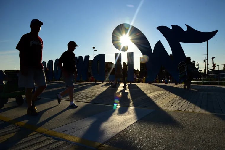 The sun sets behind the 17-foot tall "W" in the Wildwoods sign, easily the most selfied spot on the Jersey Shore. The stainless steel letters, along with their colorful concrete beach ball bollards, were created by the Philadelphia architecture and interior design firm Stokes Architecture in 2007.