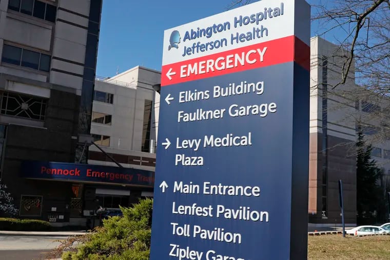 Abington Hospital Jefferson Health in Abington, Pa. on Monday.  The Jefferson health system began to cut back on elective surgeries on March 13.