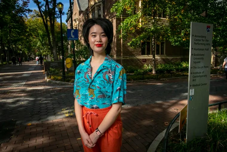 Keri Zhang, editor and chief of the University of Pennsylvania's yearbook, on campus, Thursday, Oct. 15, 2020.