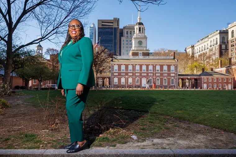 Tracey Gordon, Philadelphia's former Register of Wills, is running against Rep. Dwight Evans. Photograph taken across from Independence Hall on Monday, March 25, 2024.