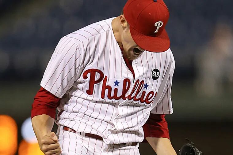 Phillies closer Ken Giles celebrates after beating the Mets.