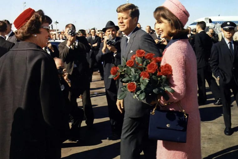 President John F. Kennedy and Jacqueline Kennedy arrive at Love Field, Dallas, Texas on November 22, 1963. Kennedy was assassinated later in the day