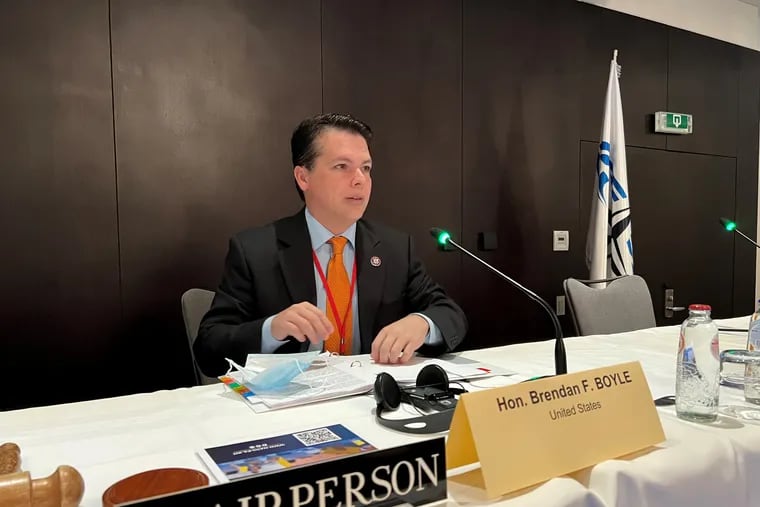 U.S. Rep. Brendan Boyle (PA) chaired the session of NATO's Parliamentary Assembly on Tuesday, Feb. 22, 2022, in Brussels.